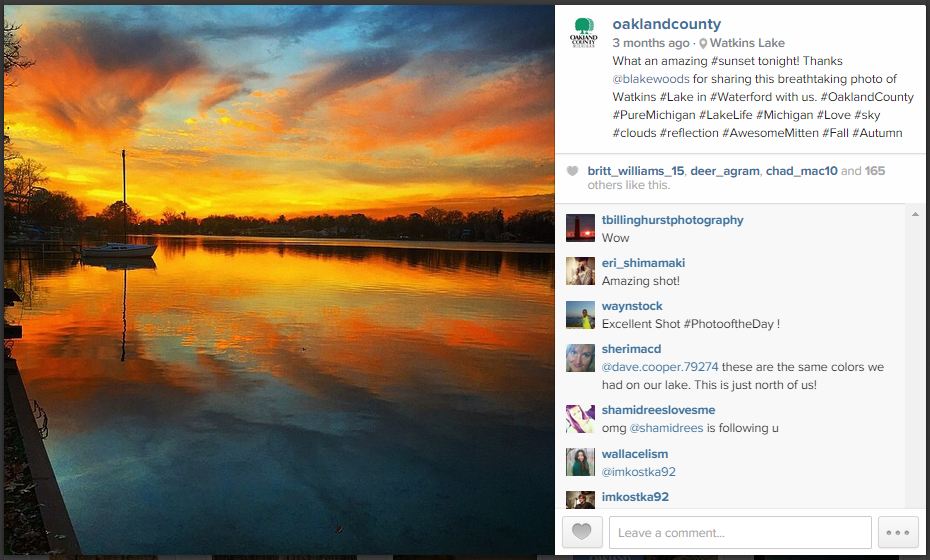 Oakland County Instagram Example