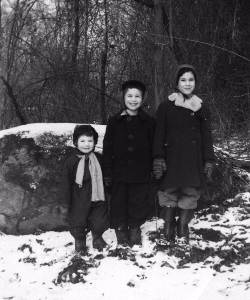 black and white family photo