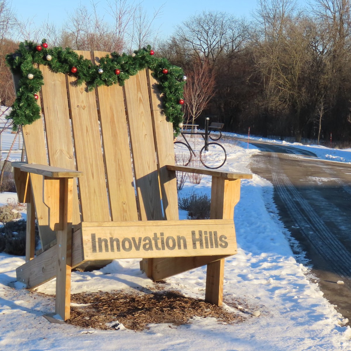 Oversized adirondack chair at Innovation Hills