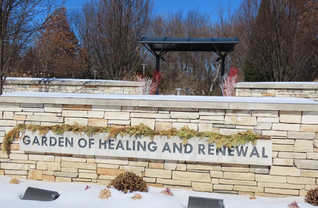 Entrance sign for Garden of Healing and Renewal