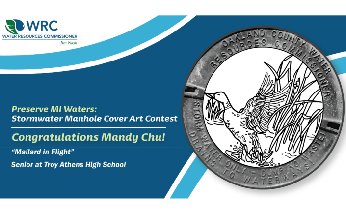 Mandy Chu wins the Preserve MI Waters: Stormwater Manhole Cover Art Contest