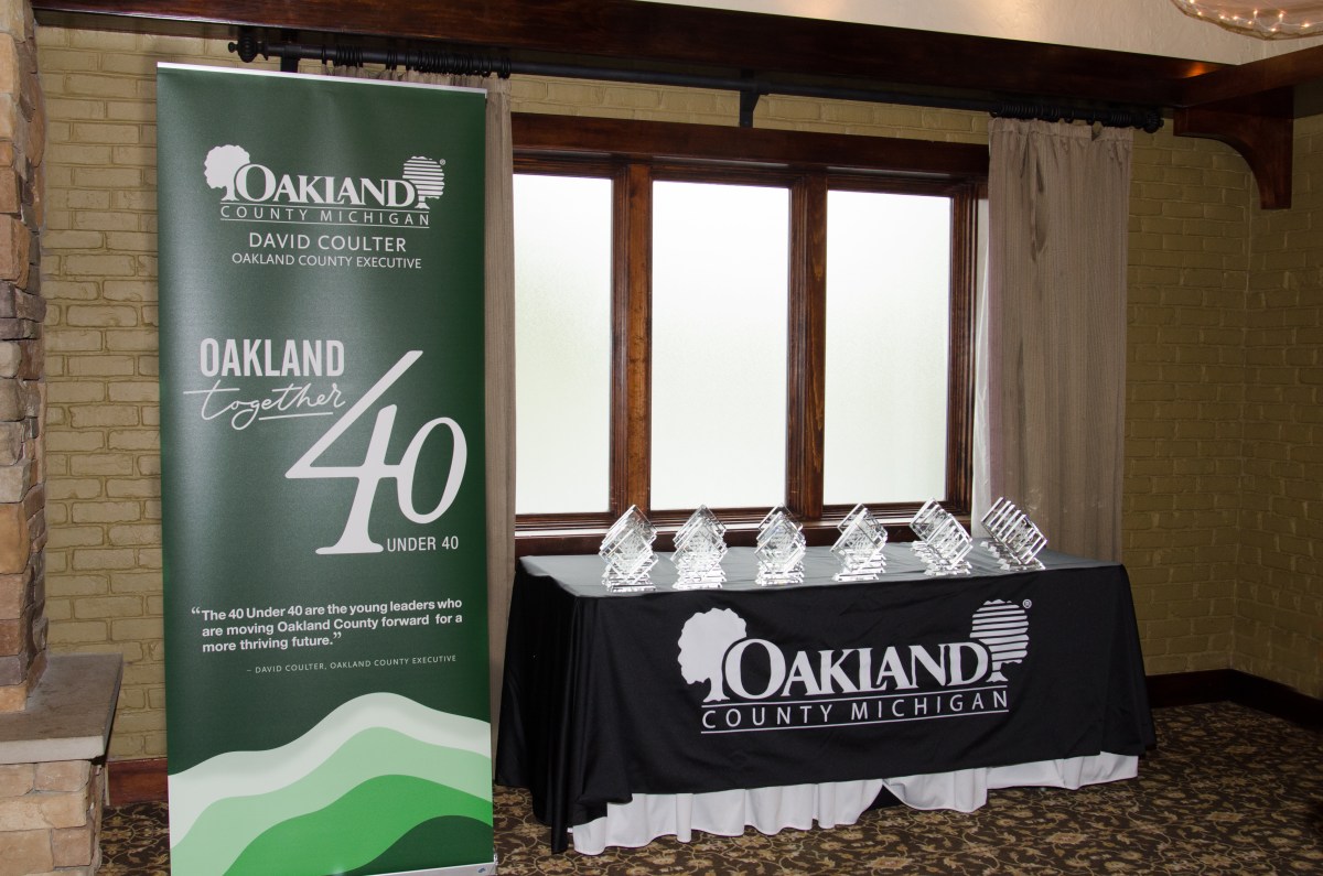 Awards displayed on table at Oakland Together 40 Under 40 Award Reception