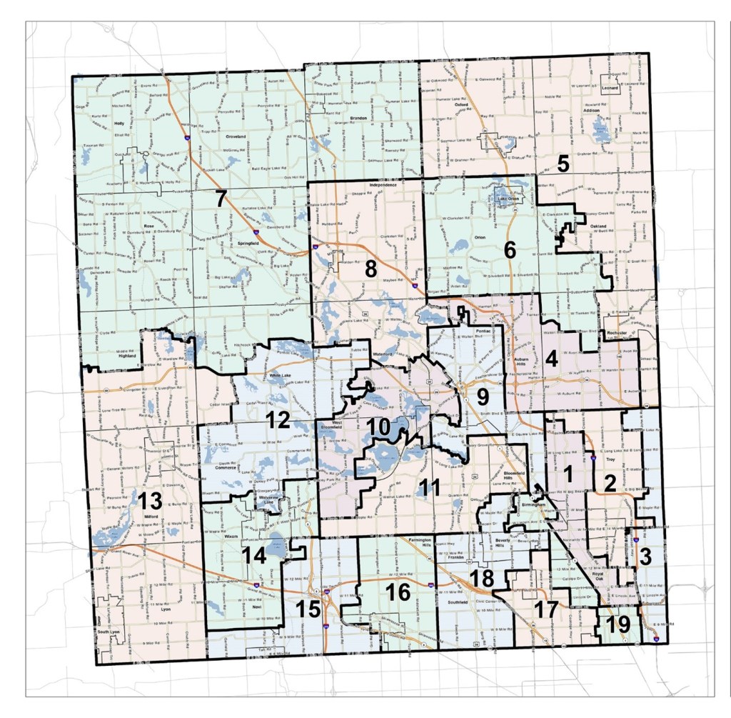 Map of new county commission districts