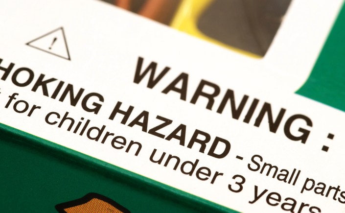 Warning label on the toy package